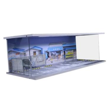 Imagem de predolo Vitrine para exibição de miniaturas de veículos em escala 1:64, garagem para carros em miniatura com iluminação, organizador para colecionáveis ​​e 6, Cafeteria