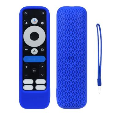 Imagem de Capa de controle remoto para onn Google TV 4K Pro 2024, capa com cordão, capa protetora de silicone à prova de choque antiderrapante capa para controle remoto (azul)