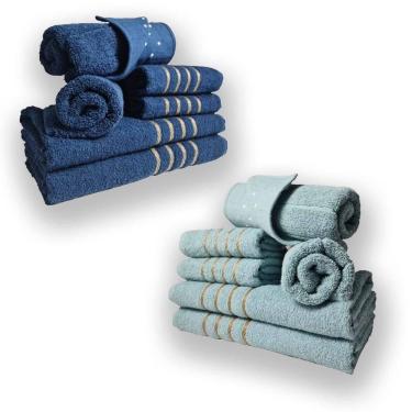 Imagem de Jogo De Toalhas 12pcs - 4 Banhos 4 Rosto 4 Tapetes Az+vd