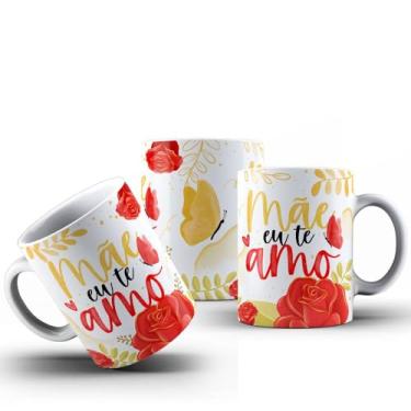 Imagem de Caneca Floral Mãe Eu Te Amo Porcelana 325ml (VERMELHO)