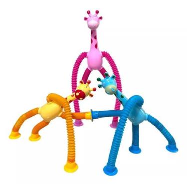 Imagem de Brinquedo Sensorial Popit Girafa Telescópica Estica e Puxa Montessori 