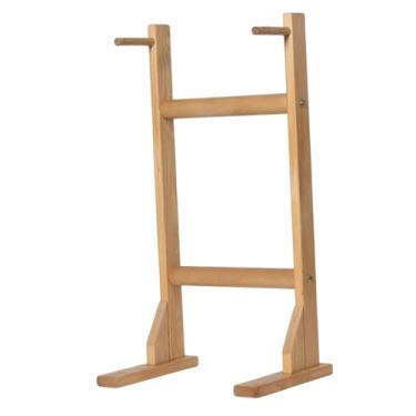 Imagem de harayaa Suporte de madeira para gongos e sinos de vento de até 40 cm (15,75 polegadas), ideal para salas de aula.