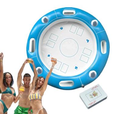 Imagem de Mesa Flutuante Para Piscina | Mesa Inflável Para Cartas Na Água,Acessórios De Entretenimento Com Porta-Bebidas E Cartas Para Dias Quentes Parques Aquáticos E Ofurós