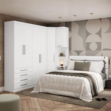Imagem de Quarto de Canto Casal com Guarda Roupas e Cabeceira Alpes Luciane Móve