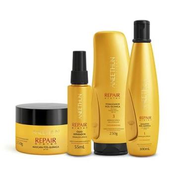 Imagem de Kit Aneethun Repair Shampoo, Mascara, Finalizador e Óleo