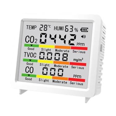 Imagem de KAIYUEMAOYI de Qualidade Do Ar com Visor de CO2 E Dispositivo de Medição de CO2 com Função de Alarme para Plantas, Escritórios E Carros, Branco, Tamanho real