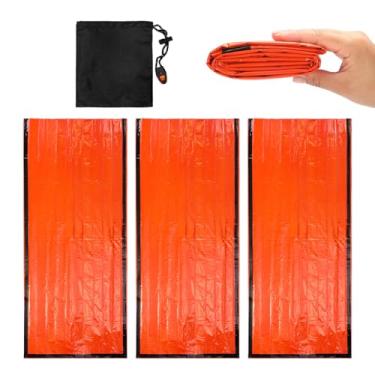 Imagem de ASHATA 3 Unidades de Sacos de Dormir de Emergência, Filme PE Isolado à Prova de Chuva, à Prova, Leve, Saco Bivy de Sobrevivência para Acampamento, Caminhada, Sobrevivência (3 unidades)