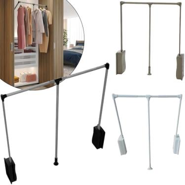 Imagem de Suporte Cabideiro Basculante 680mm/1000mm Tubo P/Roupas (Branco)