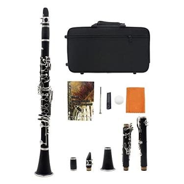 Imagem de Clarinete de ebonite B-Flat, 17 chaves niqueladas, com almofada de bocal, pano de polimento macio, estojo rígido, kit de limpeza, para estudantes iniciantes