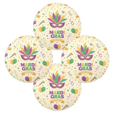 Imagem de Wassud Jogo americano conjunto de 4 tapetes de mesa redondos de festa para cozinha e jantar tapetes laváveis resistentes ao calor para decoração de mesa 39 cm