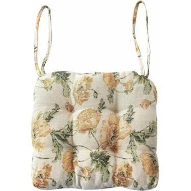 Imagem de Almofadas para cadeiras com estampa de pássaros em estilo rústico, com amarras, para cadeiras de cozinha e sala de jantar.