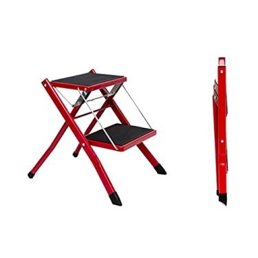 Imagem de Escadotes Escadas de 2 degraus Escadas Escada dobrável leve com pedal largo não escorregadio Mini escadas de metal resistente para escada dobrável em casa (2 peças C)