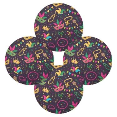 Imagem de Wassud Jogo americano conjunto de 4 tapetes de mesa redondos vibrantes para cozinha e jantar tapetes laváveis resistentes ao calor para decoração de mesa 39 cm