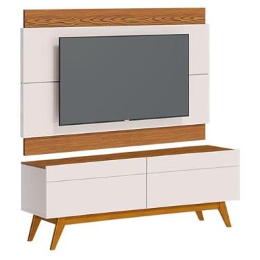 Imagem de Rack Bancada 2 Gavetas e Painel para Tv Classic 1.4 Off White Freijó - Imcal
