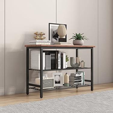 Imagem de pcagfaajmh Rack de metal vintage para cozinha e micro-ondas, prateleira de armazenamento de sapatos multifuncional moderna com placa superior de MDF, móveis de escritório doméstico para sala de estar