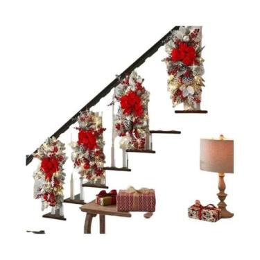 Imagem de Decoração De Natal Nórdica LUSQI Guirlanda Para Escada, Lareira, Porta