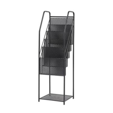 Imagem de KEG801302 Rack de jornal simples rack de revistas de metal rack de livros rack de exibição de folhetos rack de armazenamento de chão escritório (preto)