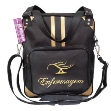 Imagem de Bolsa Feminina Preta/Dourado Enfermagem - Di Becker Bolsas