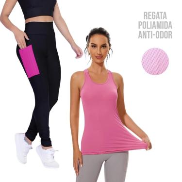 Imagem de Camiseta REGATA DRY MALHA FRIA POLIAMIDA + Calça LEG LEGGING BOLSOS Conjunto Fitness 540-Feminino