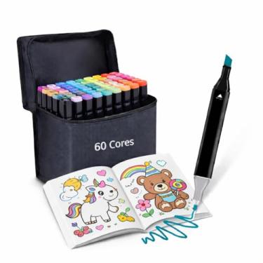 Imagem de Kit Férias Escolares - COMPRE Canetinhas Touch GANHE Livro para Colorir - Pintura, Ponta Dupla, Codificado por Cores, Escolar e Lettering (36, 48, 60 e 80 Cores) (60)