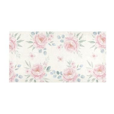 Imagem de Burbuja Tapete de corredor flores de pelúcia antiderrapante tapete de cozinha suporte de borracha para corredor, quarto, sala de estar, decoração de entrada, lavável na máquina, 51 x 99 cm