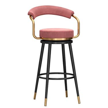 Imagem de Banquetas de veludo com encosto - Banquetas de bar de arte de ferro elegantes para balcão de ilha de cozinha, cadeiras de jantar estofadas com apoio para os pés - Complementa perfeitamente a decoração