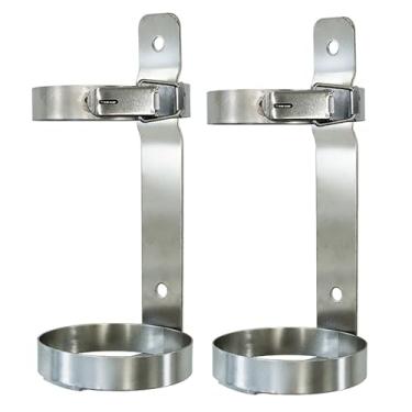 Imagem de Suporte de tanque de oxigênio para cilindros de 2L 2,8L 4L 10L - Suporte de armazenamento de aço para garrafas nitrosas e organizador de extintor de incêndio (2 peças, 2,8 L) - Design durável e seguro