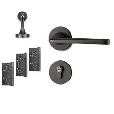 Imagem de Maçaneta de porta preta com trava quadrada (D conforme mostrado)