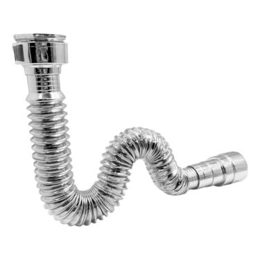 Imagem de Sifão Sanfonado Flexível Cromado para Cuba Cozinha Pia Banheiro Tanque Lavanderia