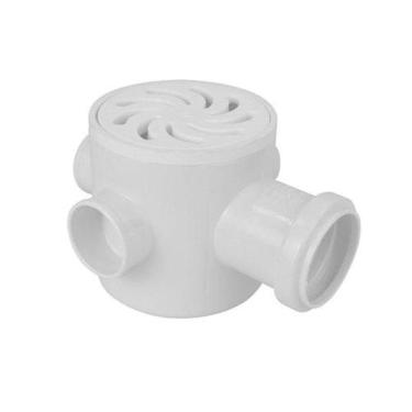 Imagem de Caixa Sifonada Redonda 3 Entrada Nº64 100x100x50mm Pvc Amanco Esgoto Primário Secundário Dn 40/50/75