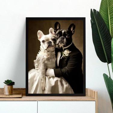 Imagem de Quadro Casamento Bulldog Francês 33X24Cm - Com Vidro
