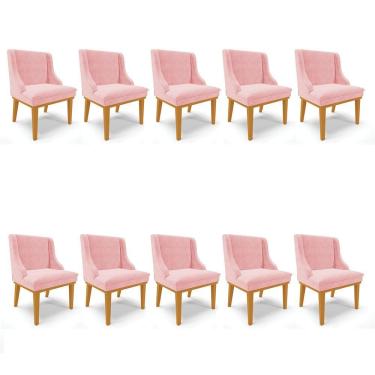 Imagem de Kit 10 Cadeiras De Jantar Liz Suede Rosa Bebê