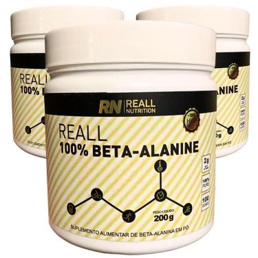 Imagem de Combo 3 Beta Alanina Em Pó 100% Pura Reall Nutrition 200g Sabor Original