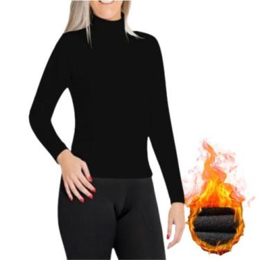 Imagem de Camiseta Gola Alta Peluciada Feminina Térmica Manga Longa Segunda Pele