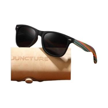 Imagem de Óculos De Sol Quadrados Vintage Unissex Em Madeira De Bambu, Marca De 