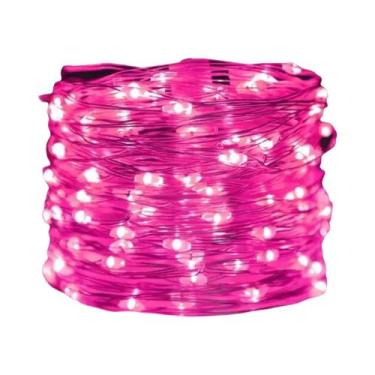 Imagem de Luzes De Fada Em Fio De Cobre Rosa 200LED Alimentadas Por Bateria 20m 