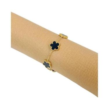 Imagem de Pulseira De Flor Ajustável Em Aço Inoxidável Banhada a Ouro Para Mulhe