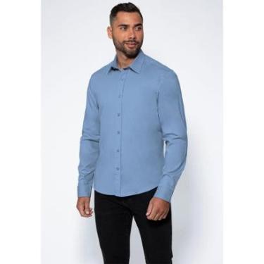 Imagem de Camisa Social Manga Longa Azul Claro-Masculino