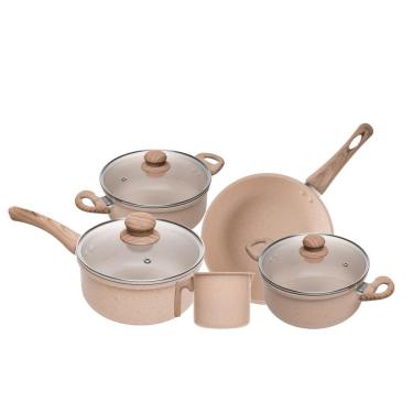 Imagem de Jogo 5 Panelas de Indução Granito Chef Bege