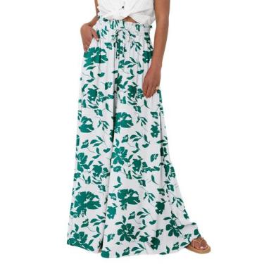 Imagem de Calças PRETTYGARDEN Palazzo Verdes de Perna Larga Verão 2025 XXL