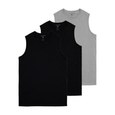 Imagem de Kit com 3 Camisetas Masculina Regata Malwee 1000004421 Azul Marinho-Masculino