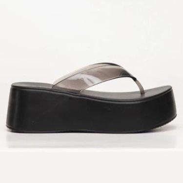 Imagem de Chinelo Feminino Plataforma Plus II Preto Translúcido Petite Jolie PJ7703-Feminino