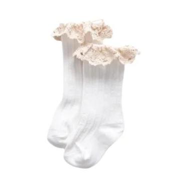 Imagem de Meias De Princesa Listradas Com Renda Para Meninas, Primavera E Outono