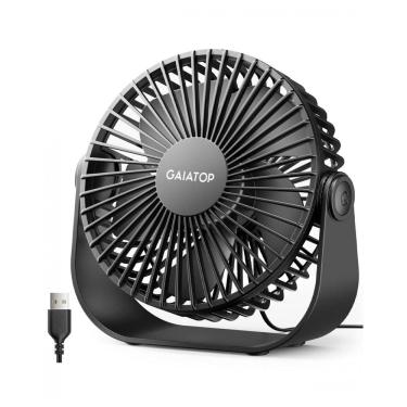 Imagem de Ventilador de Mesa USB Gaiatop Preto 14 cm, 3 Velocidades até 4,8 m/s 2500 RPM, Rotação 90°, Silencioso 40 dB, 5 Lâminas, Modelo TF55B