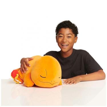 Imagem de Pelúcia Pokémon Charmander Jazwares laranja deitada para dormir tamanho 46 cm