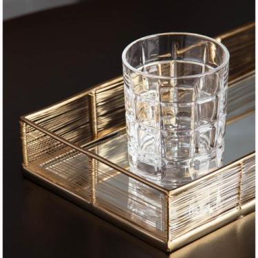 Imagem de Bandeja Decorativa Wolff de Inox com Espelho Dourada 30x17x