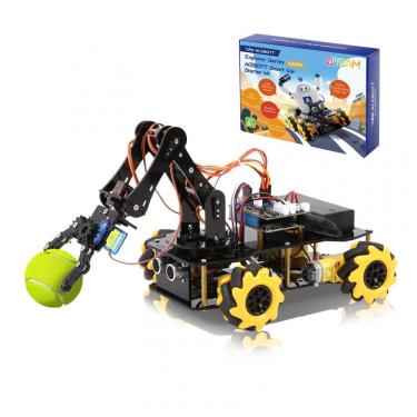 Imagem de Kit STEM robô carro 4WD ACEBOTT QD037 com braço robótico 5DOF ESP32 rodas mecanum sensores ultrassônicos controle por app Arduino