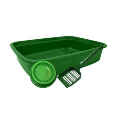 Imagem de Caixa de Areia Gatos Comedouro Bebedouro Pá e Guizo Média - Auma Terra