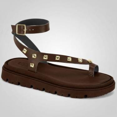 Imagem de Sandália Feminina Moleca Papete Tratorada Tachas Douradas Original -, 