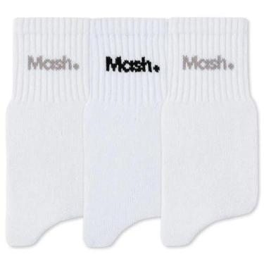 Imagem de Kit Meia Cano Curto Mash 3 Pares Algodão Esportiva, Branco, 39-43